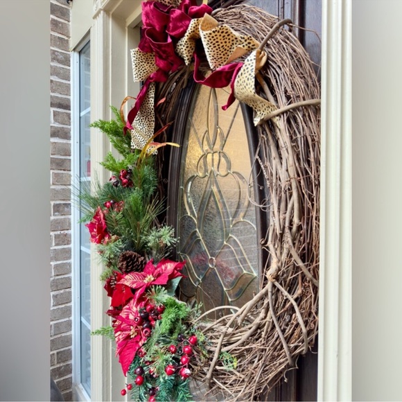 HUGE WREATH Christmas Holiday Front Door Decor Custom High End Animal Print - Picture 8 of 15